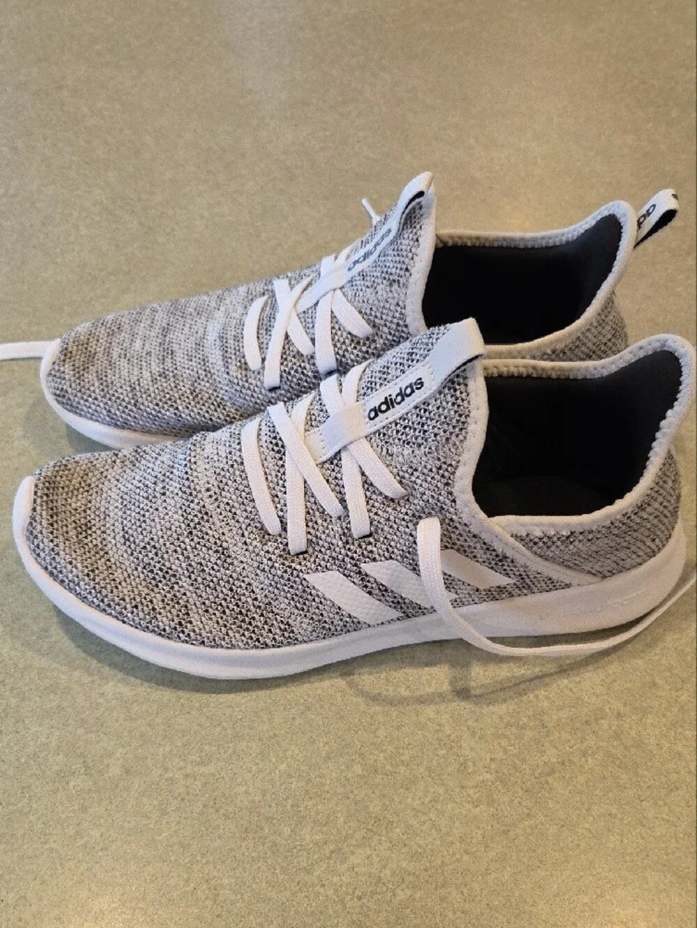 adidas Cloudfoam Pure Running Shoes White Black Oreo Knit Women’s Size 8